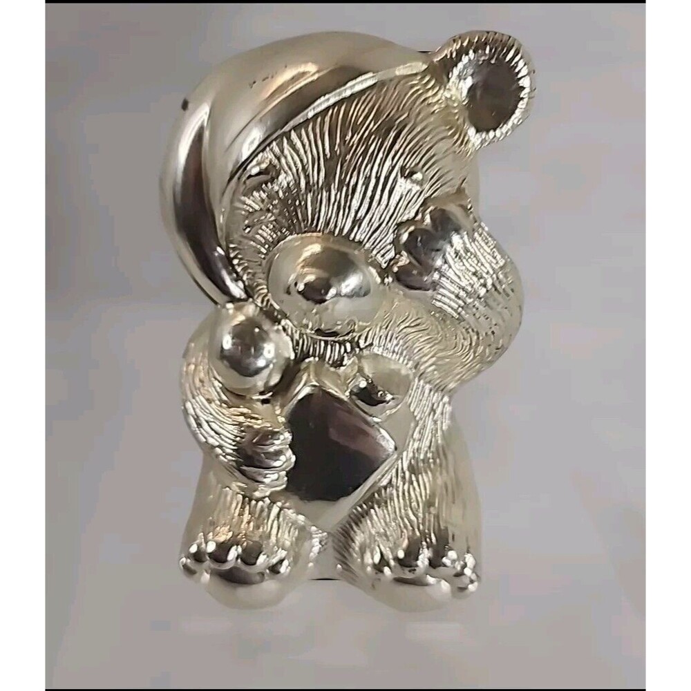 Vintage silverplated Sleepy Teddy Bear Bank